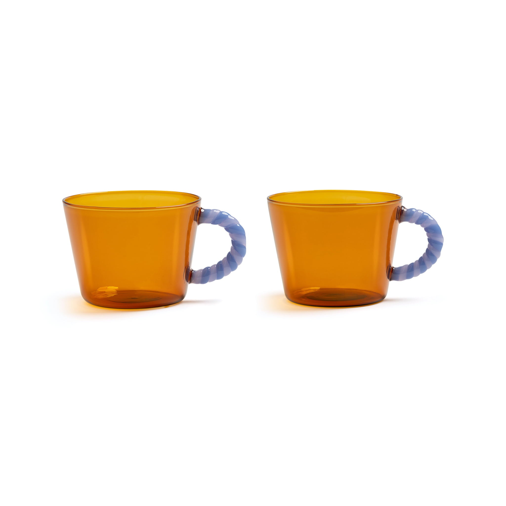 Set of 2 Amber Glass Tea Cups, 300ml