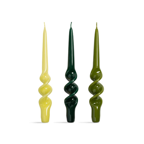 Set of 3 Green Spiral Candles