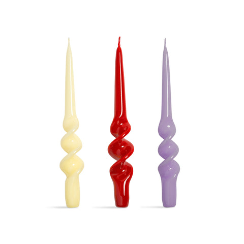 Set of 3 Pink Spiral Candles