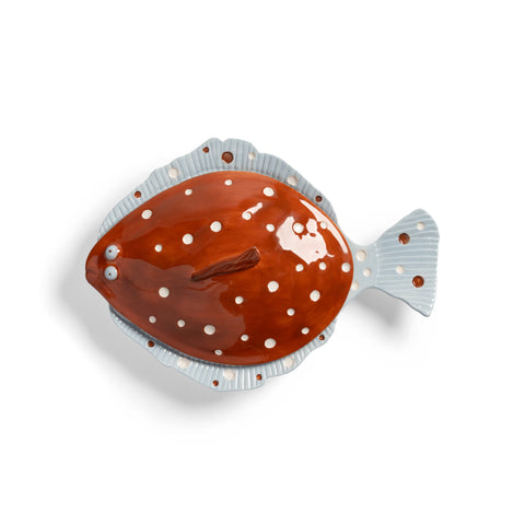 Blue & Brown Fish Serving Dish, 29.5cm