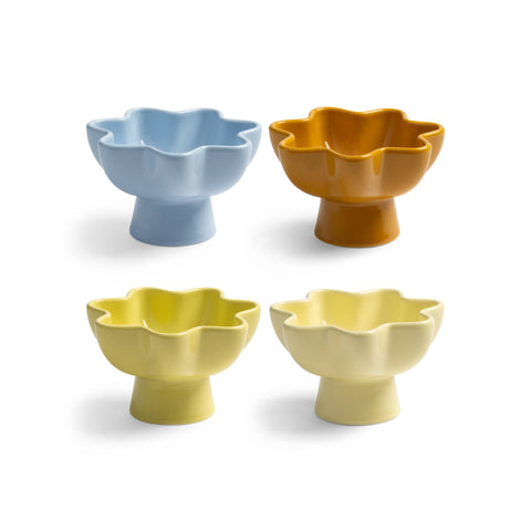 Set of 4 Wavy Footed Bowls, 11cm