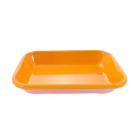 Kapka x Sous Chef Colourblock Enamel Roasting Dish, 21cm, Pink & Yellow