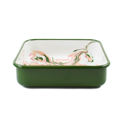 Green Marble Enamel Square Roasting & Serving Dish, 22cm