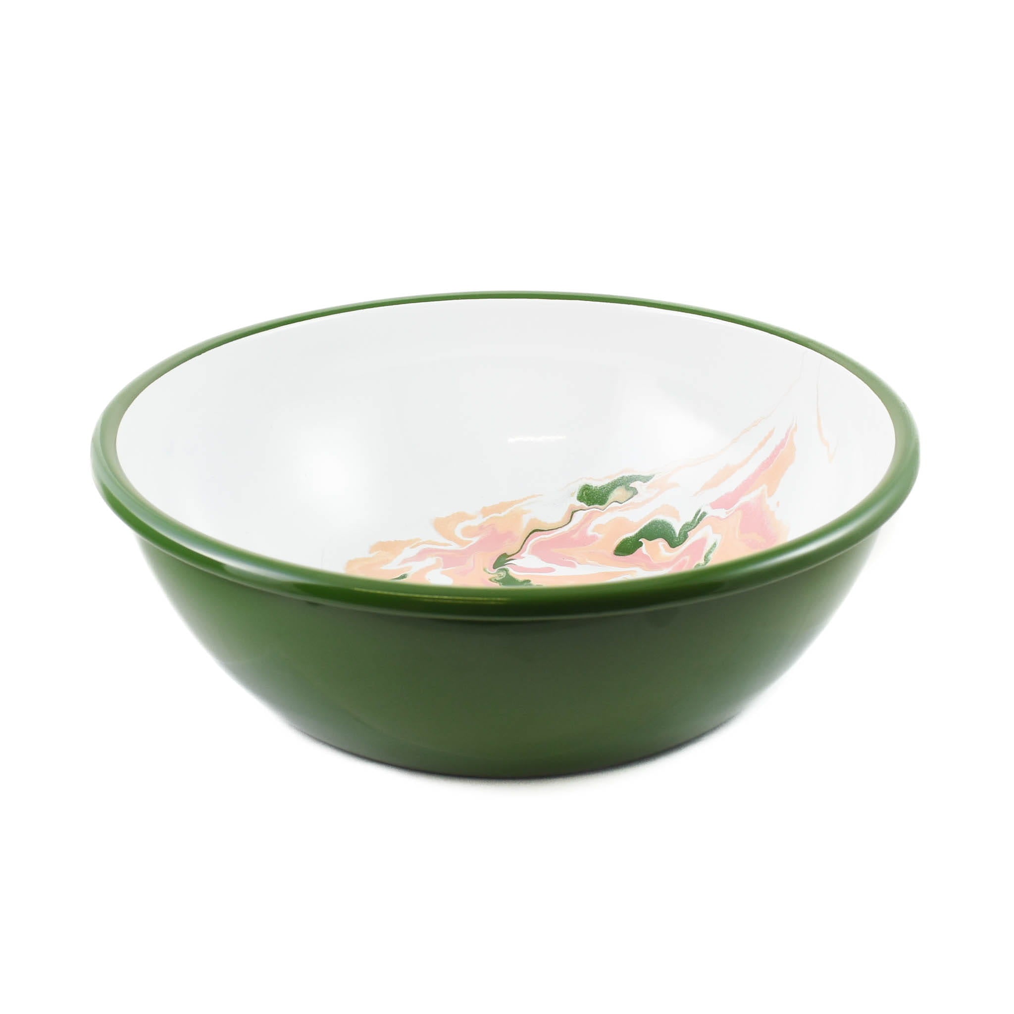 Green Marble Enamel Large Salad Bowl, 32cm