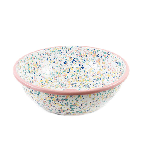 Pink Dot Enamel Large Salad Bowl, 32cm