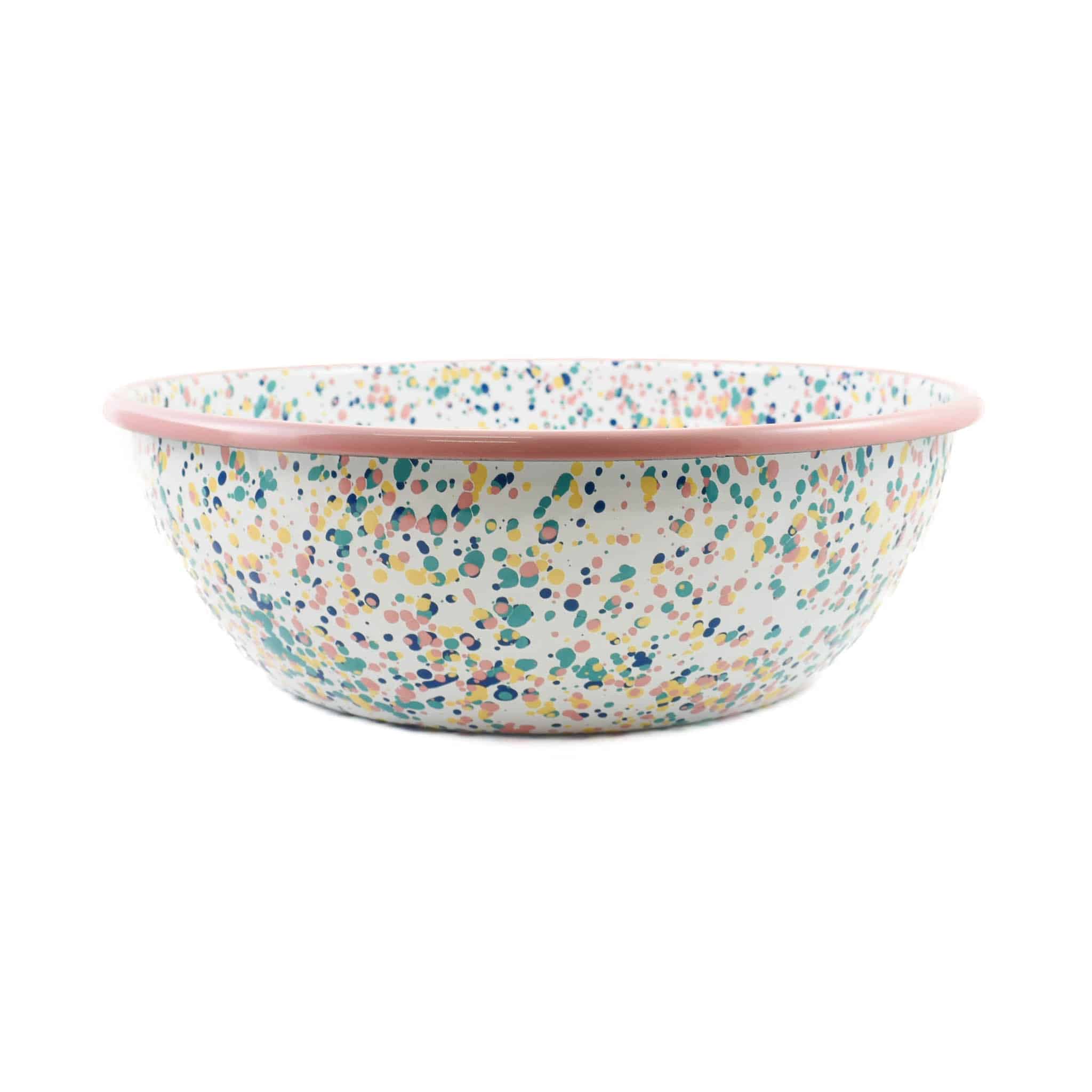 Pink Dot Enamel Large Salad Bowl, 32cm