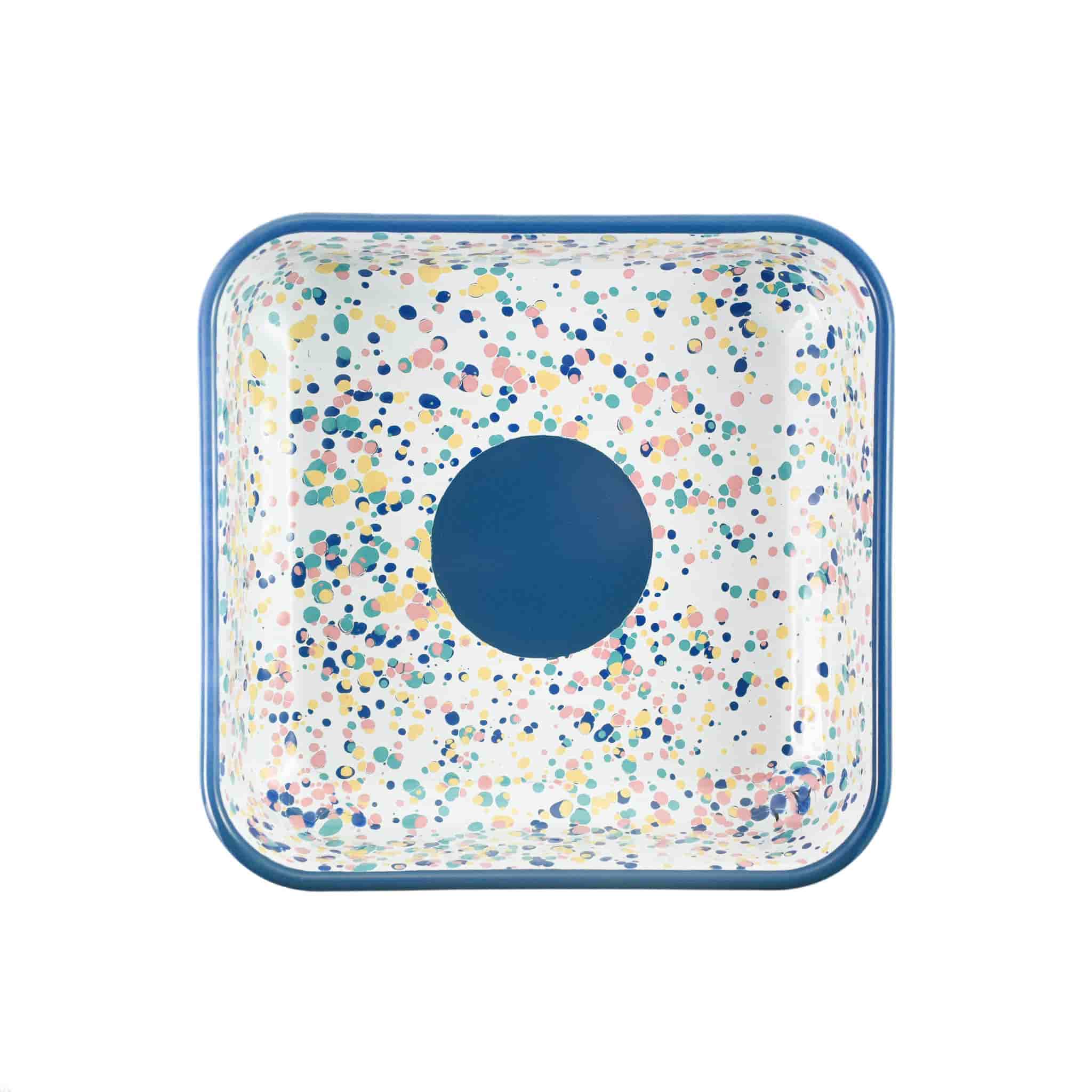 Blue Dot Enamel Square Roasting & Serving Dish, 21cm