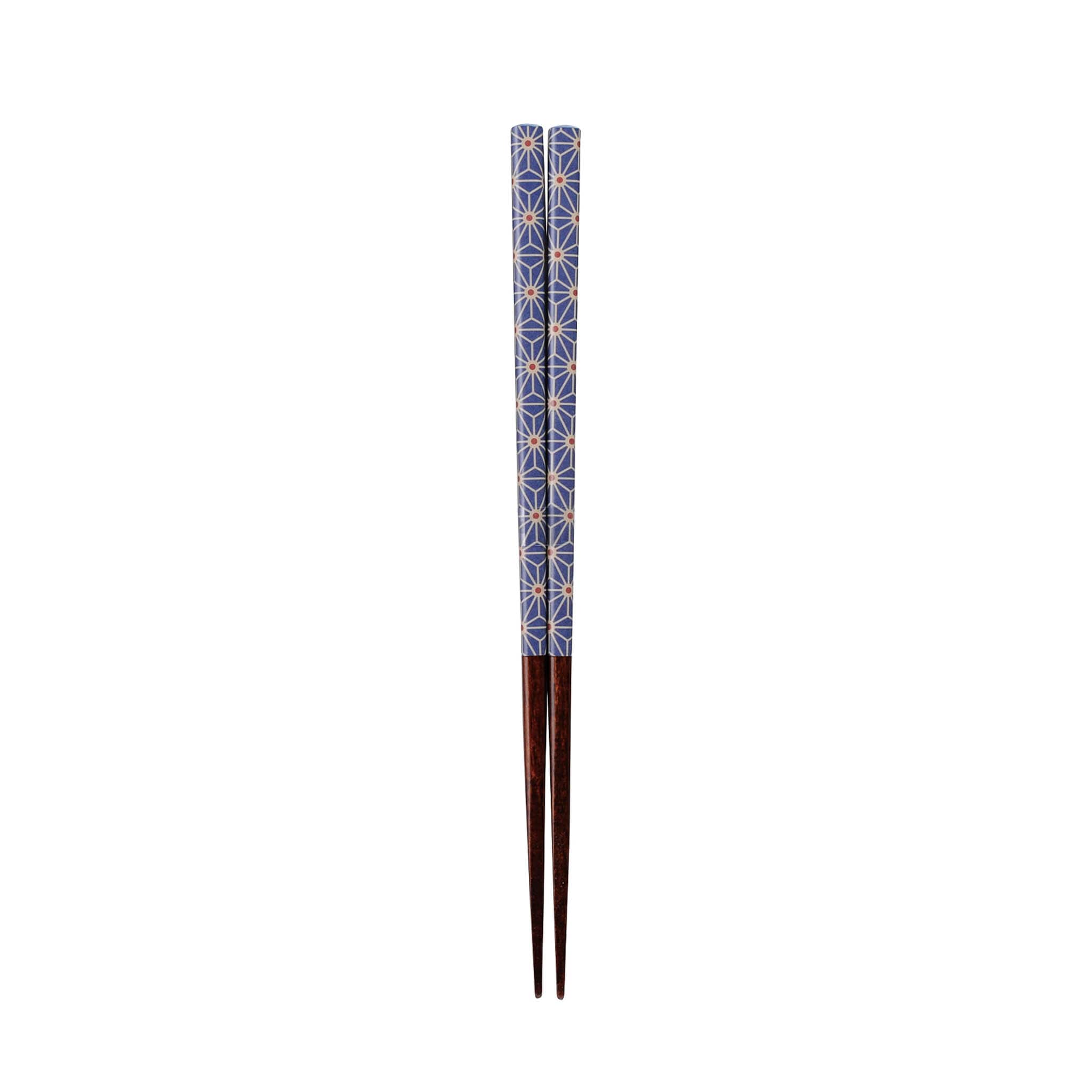 Traditional Japanese Lancewood Navy Asanoha Washi Chopsticks, 23cm