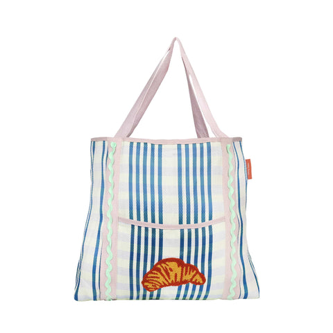 Recycled Plastic Striped Croissant Tote Bag