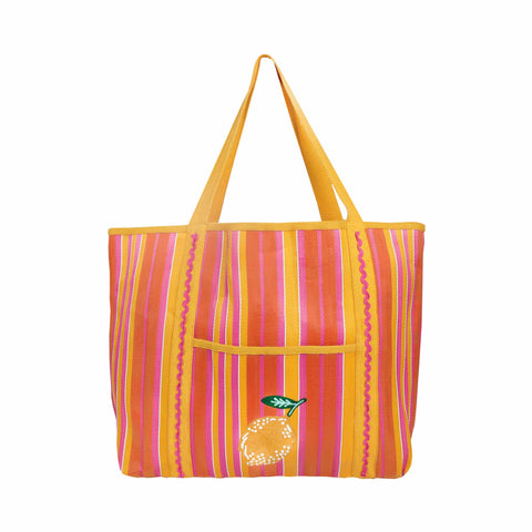 Recycled Plastic Striped Lemon Tote Bag