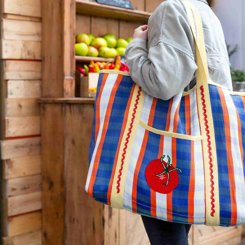 Recycled Plastic Striped Tomato Tote Bag