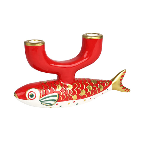 Koi Fish with Gold Ceramic Candle Holder