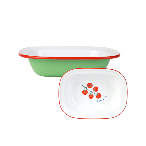 Tomato Printed Enamel Small Roasting Dish, 20cm