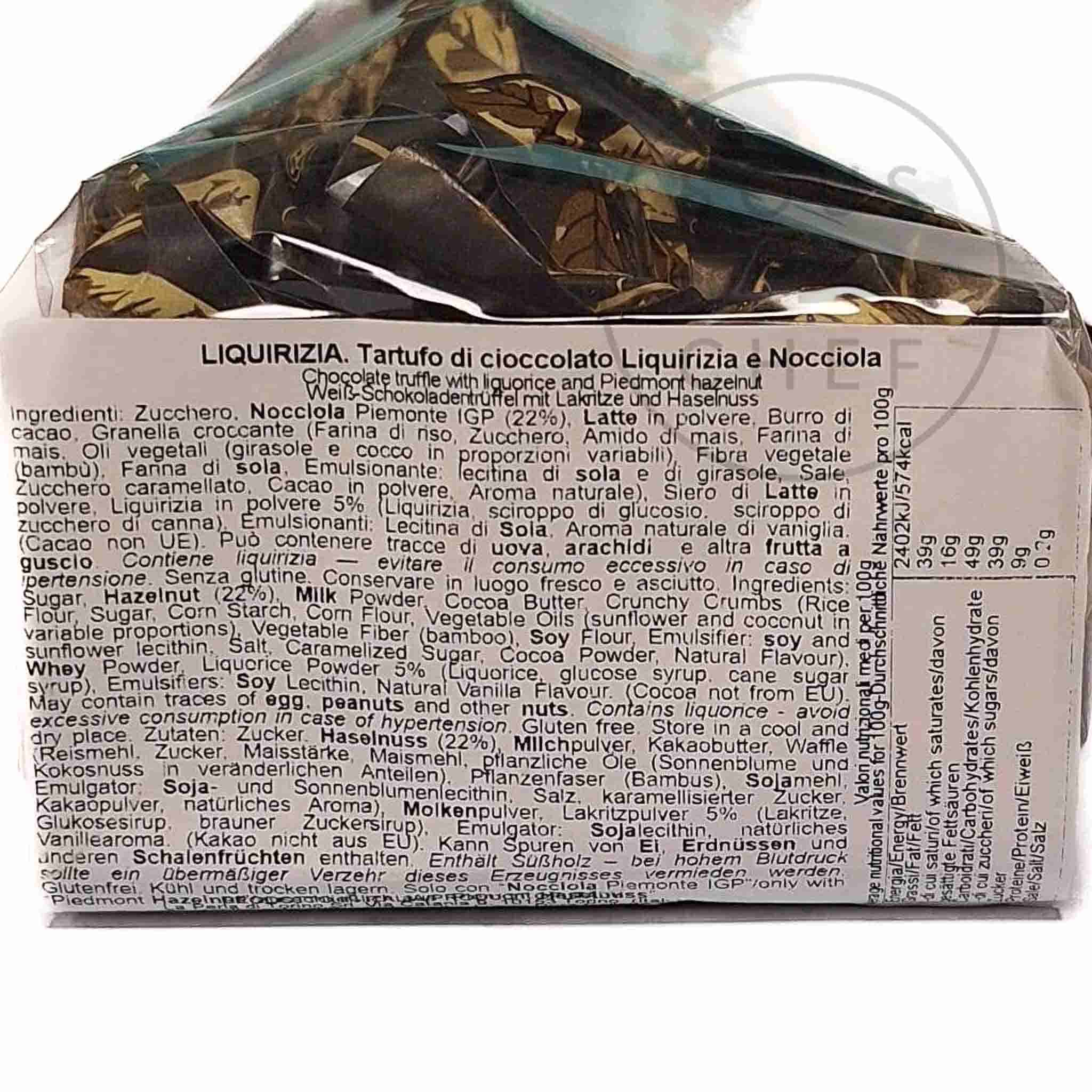 La Perla di Torino White Chocolate Truffles with Liquorice & Hazelnuts, 200g