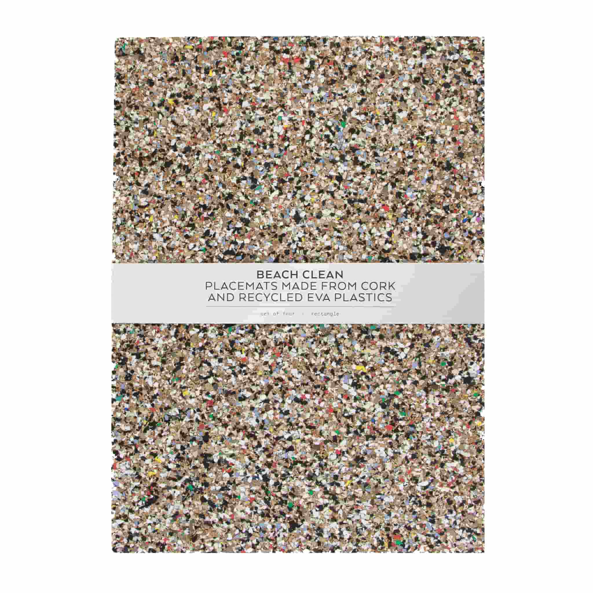 Set of 4 Beach Clean Recycled Cork Rectangle Placemats, 35cm