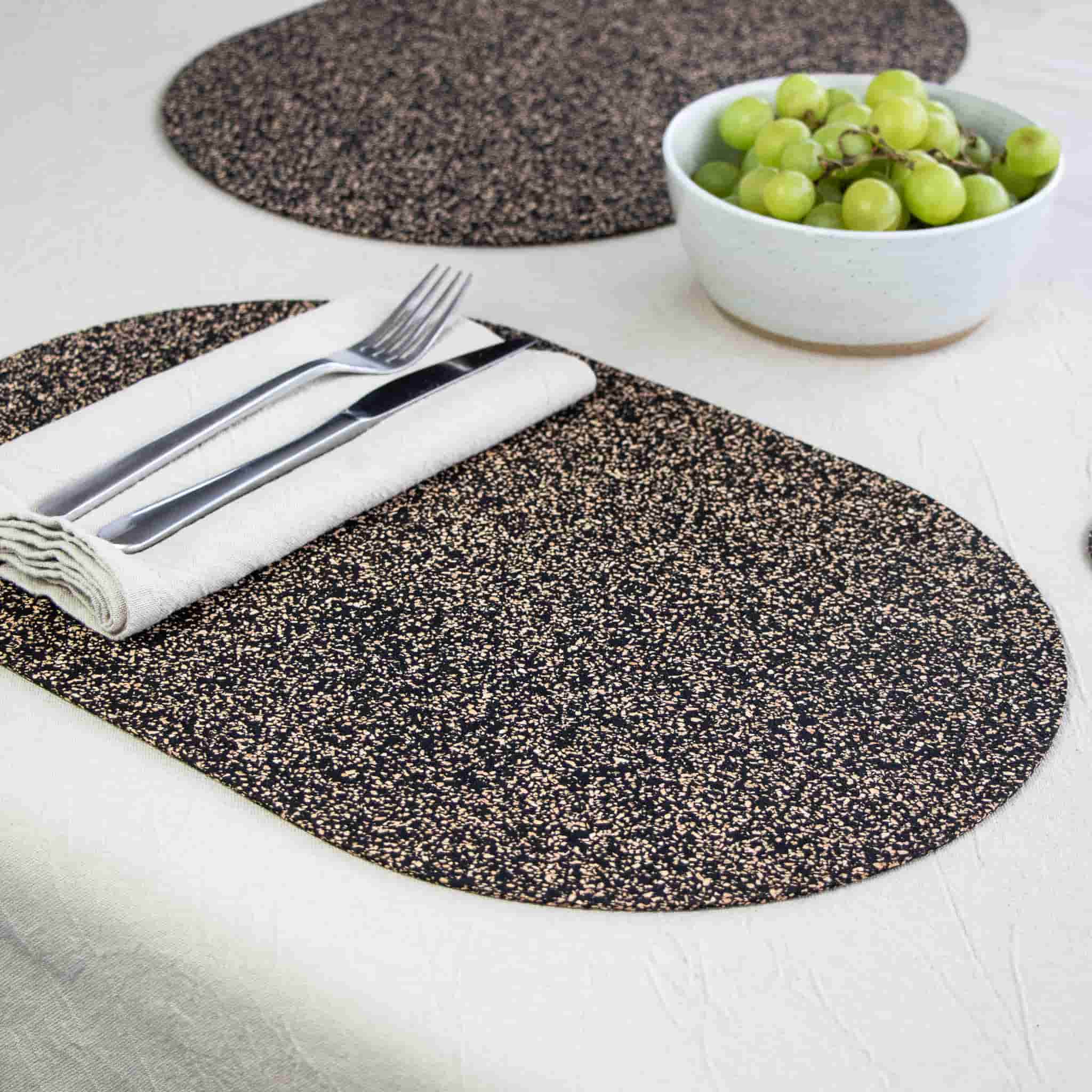 Set of 4 Dash Recycled Oval Placemats, 40cm