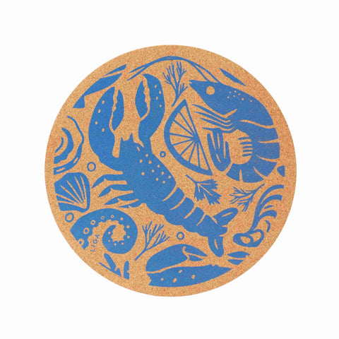 Lobster Printed Organic Cork Platter, 30cm