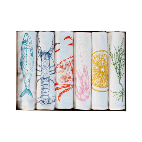 Lottie Day Seafood Design Napkins, Box of 6