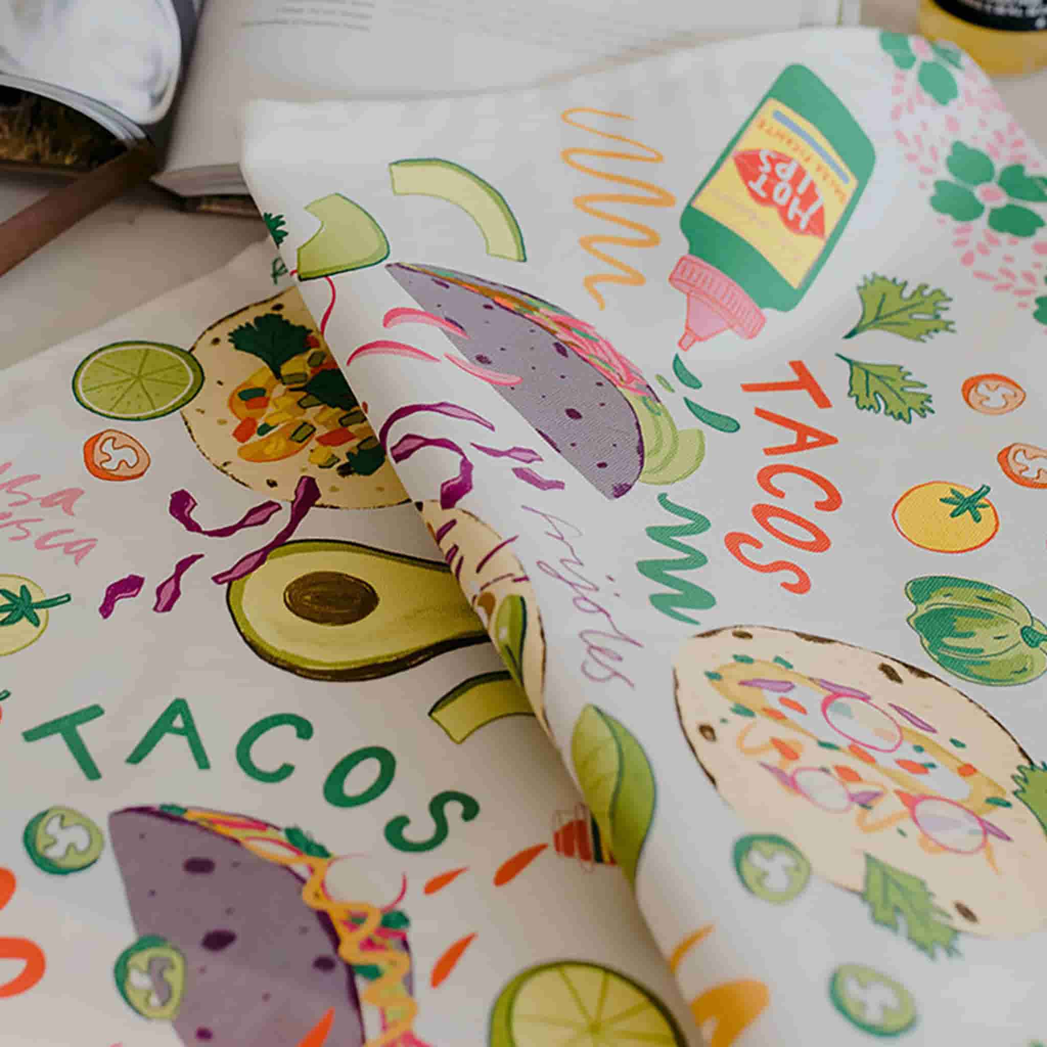 Laura Barnes Tacos Organic Cotton Tea Towel