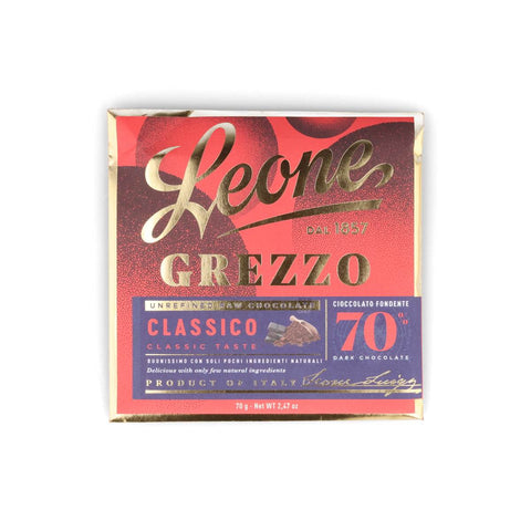 Leone Raw Unrefined 70% Dark Chocolate Bar, 70g