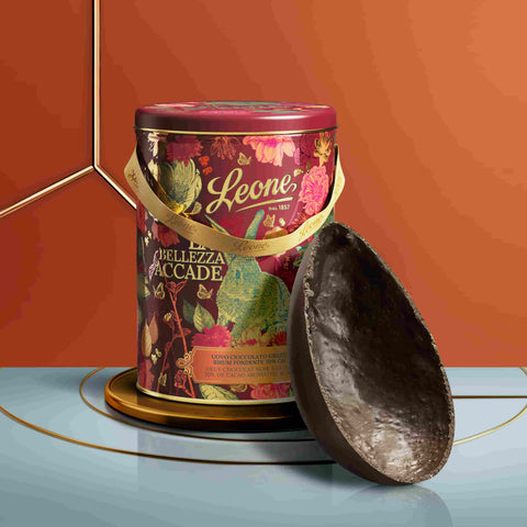 Leone Grezzo 70% Dark Chocolate & Rum Easter Egg in Gift Tin, 350g