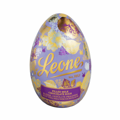 Leone Metal Easter Egg with Milk Chocolate Easter Egg Pralines, 90g