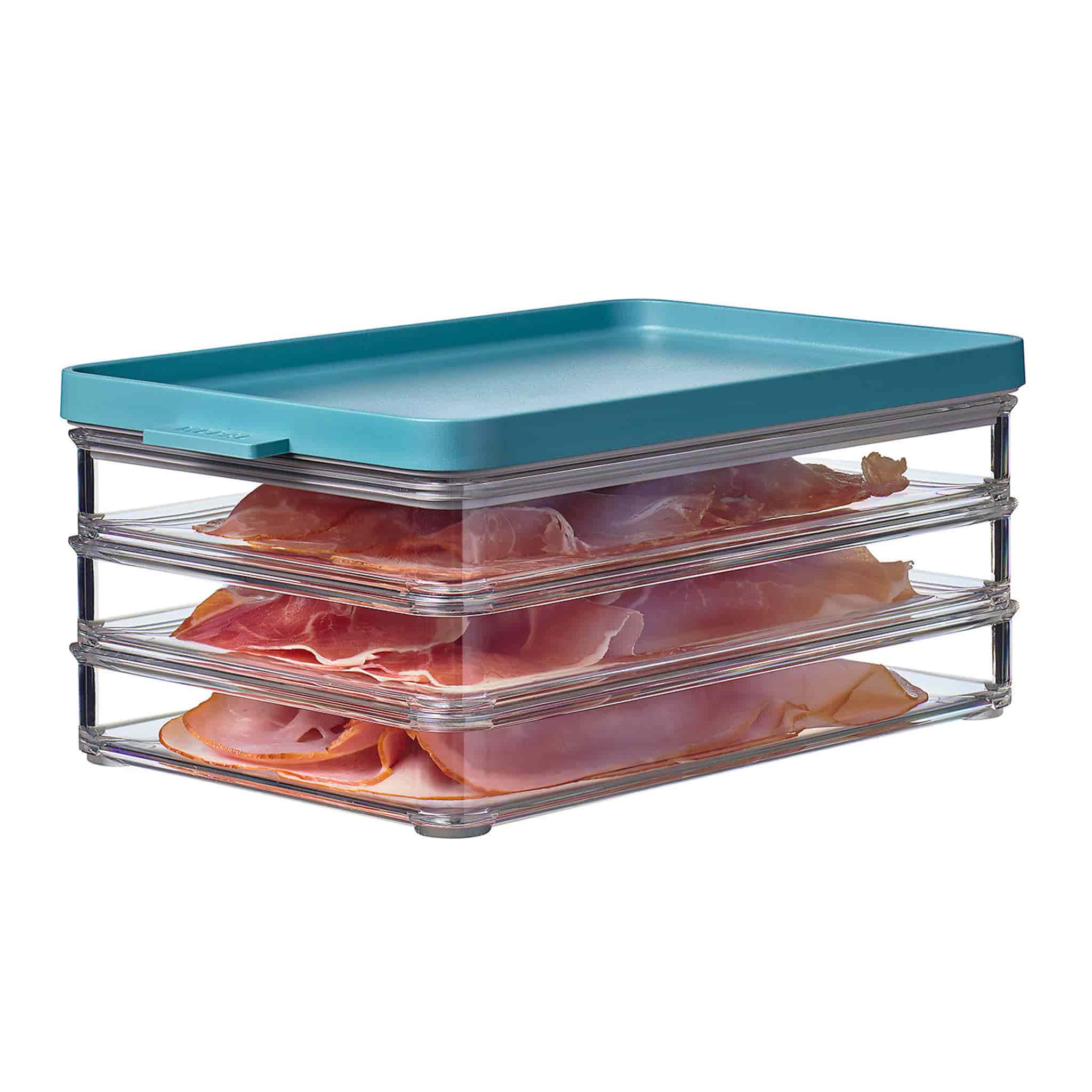 Mepal Omnia 3 Layer Fridge Storage Box for Meat Cuts, Nordic Green