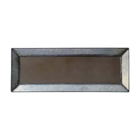 Japanese Kouetsu Matte Black Irridescent Rectangular Sushi Plate, 27cm