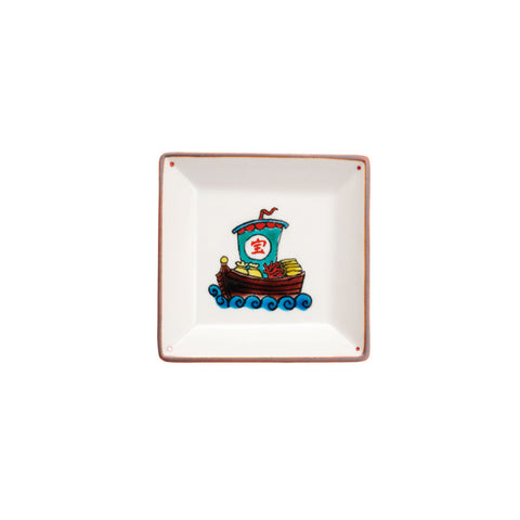 Japanese Boat Porceain Square Garnish Plate, 9cm