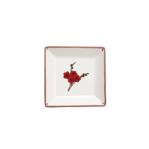 Japanese Cherry Blossom Porceain Square Garnish Plate, 9cm