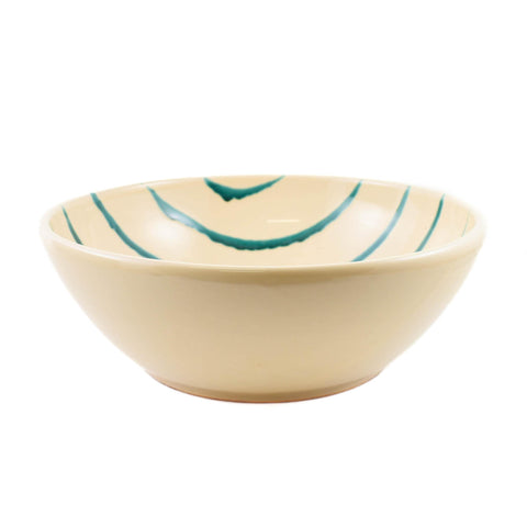 Puglia Teal Stripe Large Salad Bowl, 34cm