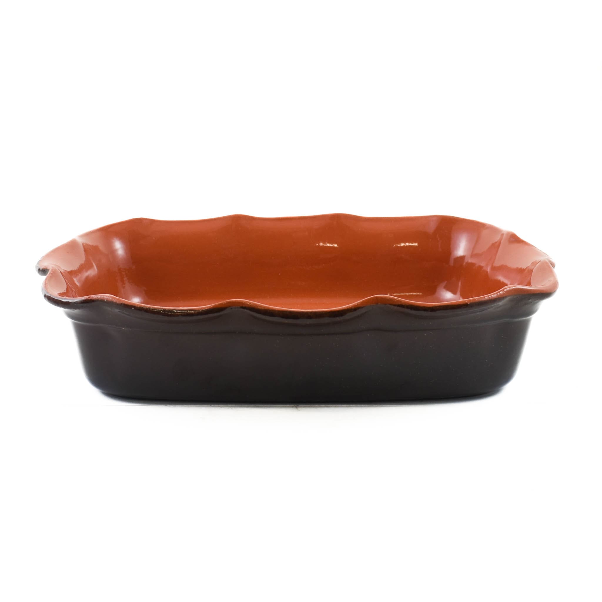 Glazed Terracotta Wavy Roasting Dish, 35cm