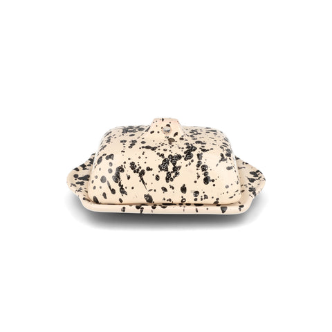Puglia Black Splatter Butter Dish, 20x12.5cm