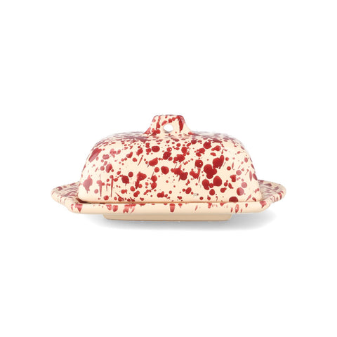 Puglia Burgundy Splatter Butter Dish, 20x12.5cm