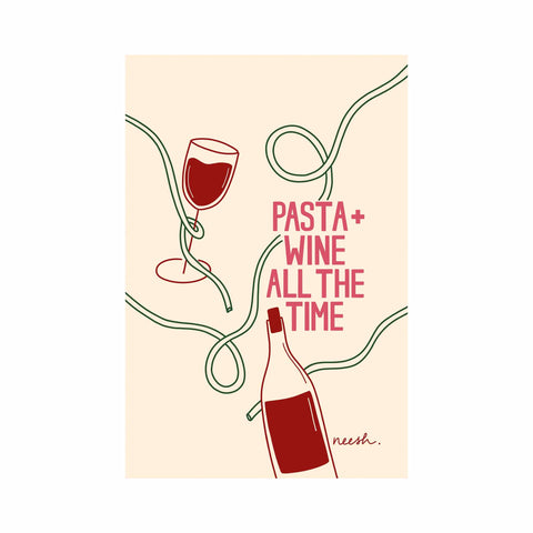 Neesh Home Pasta and Wine Tea Towel
