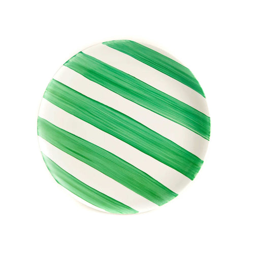 The Platera Green Stripe Porcelain Dinner Plate, 27.5cm