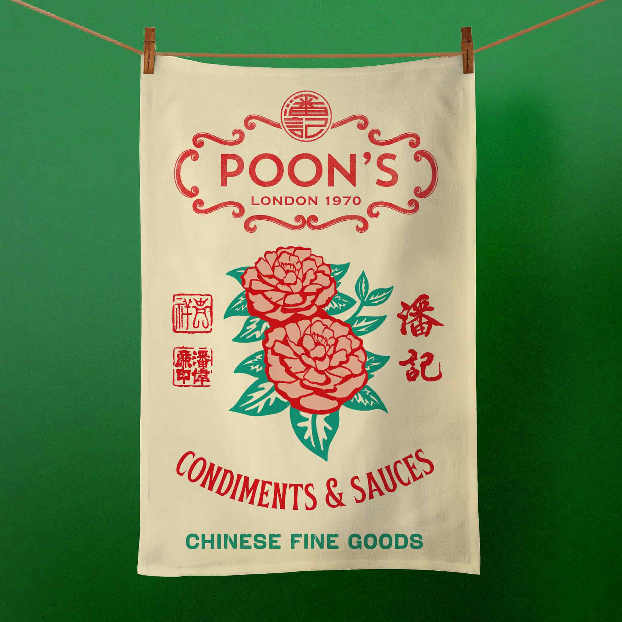 Poon's London Rice Sack Design Tea Towel