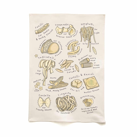 Quite Nice Clothing Types of Pasta Organic Cotton Tea Towel