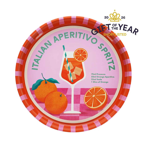 Vintage Inspired Aperativo Metal Serving Tray, 31cm