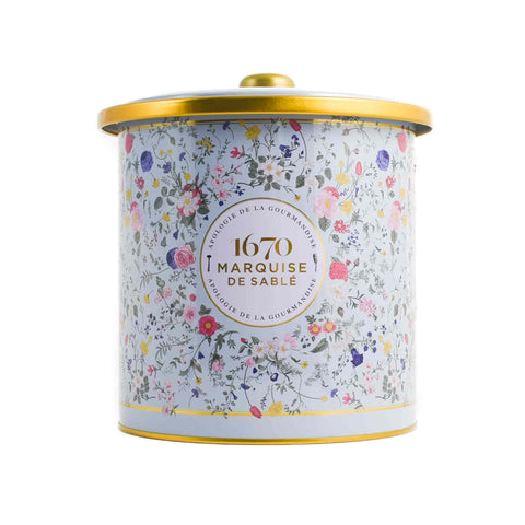 La Sablesienne French Sable Biscuits in Sky Blue Floral Tin, 250g