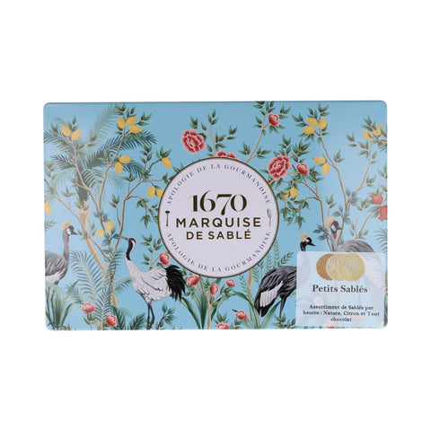 La Sablesienne French Butter, Chocolate, & Lemon Chip Biscuits in Bird Gift Tin, 300g