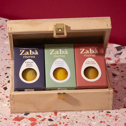 Zaba Itailan Zabaione Gift Selection in Wooden Box, 3x 200g