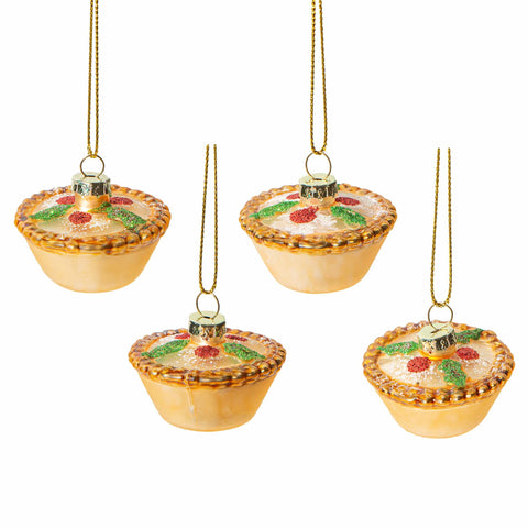 Set of 4 Mince Pies Bauble Tree Decoration