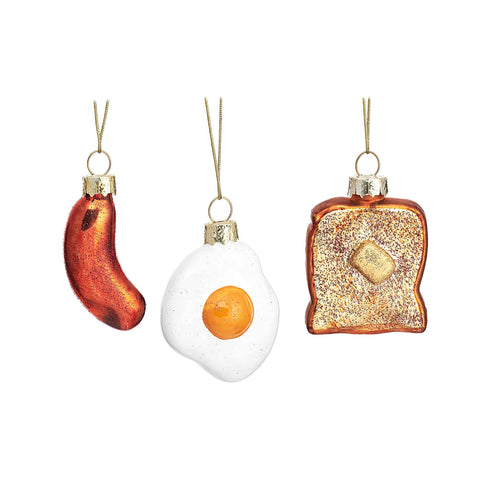 Set of 3 English Breakfast Bauble Tree Decoration
