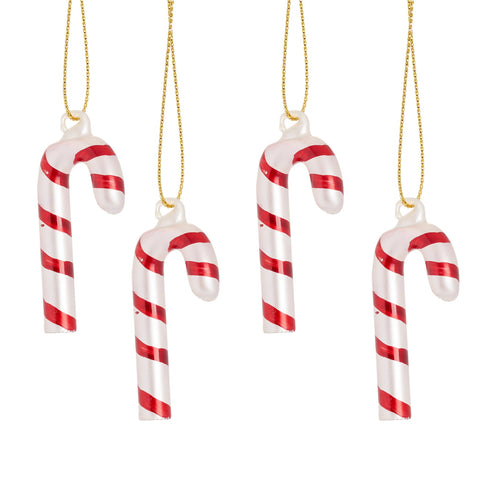 Set of 4 Candy Cane Bauble Tree Decoration