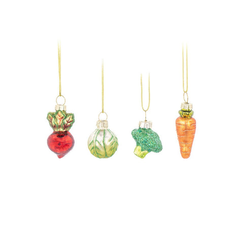 Set of 4 Mini Vegetable Bauble Decorations