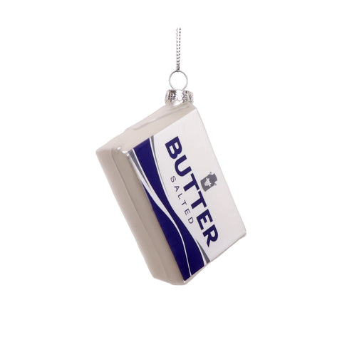 Butter Block Glass Bauble Tree Decoration, 8cm