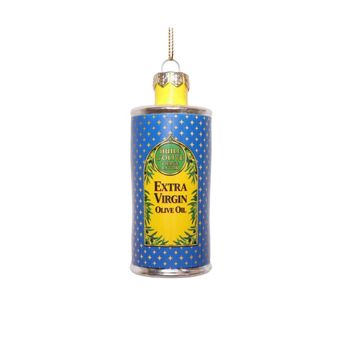 Olive Oil Can Glass Bauble Tree Decoration, 13cm