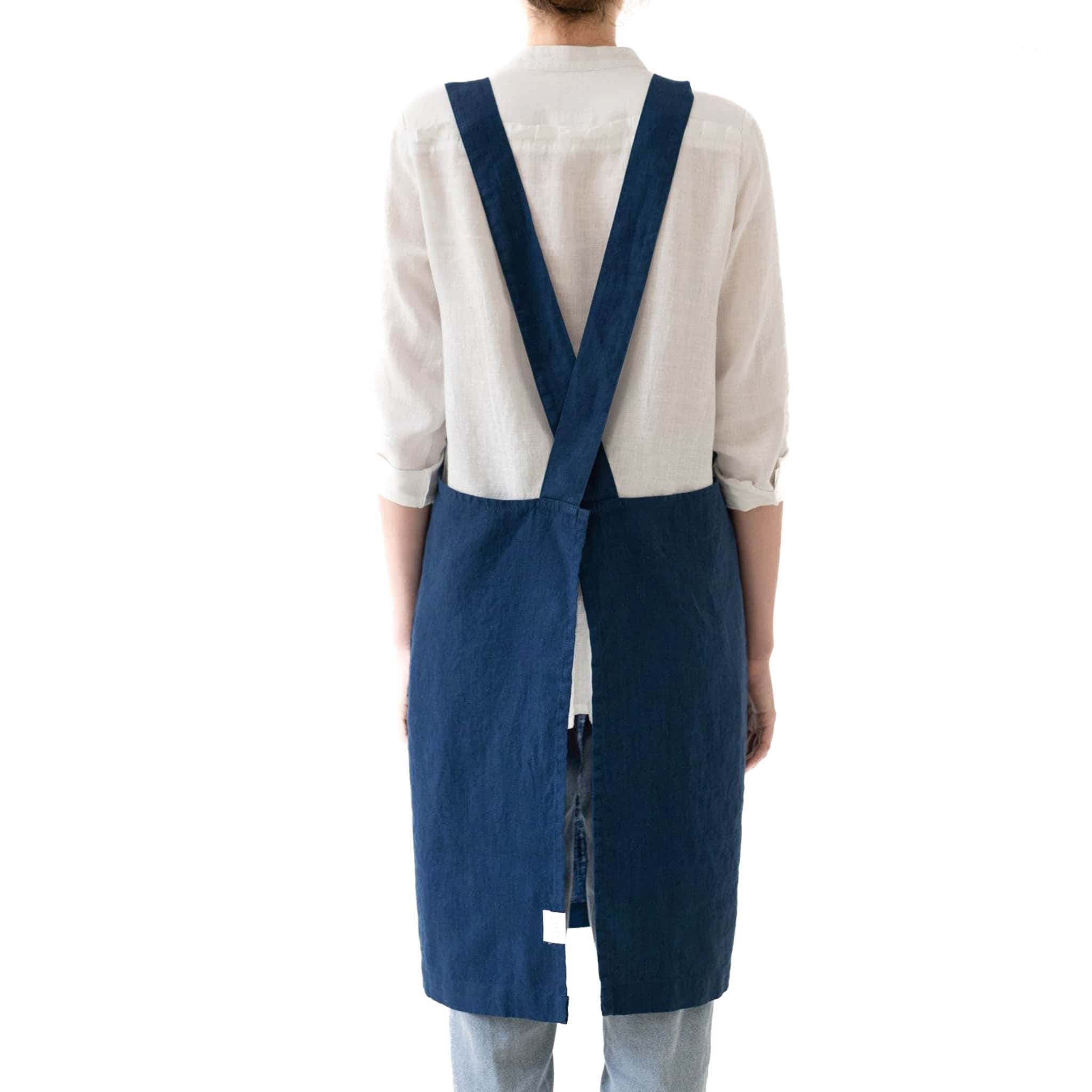 Navy Crossback Linen Apron | Buy online UK – Sous Chef UK