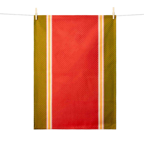 Tissage Moutet Red & Green French Jacquard Tea Towel